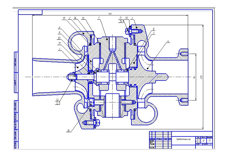 Чертеж турбокомпрессора компас